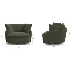 Leigh 47" Grand Velvet Swivel Lounge Chair - Hale Fir Green