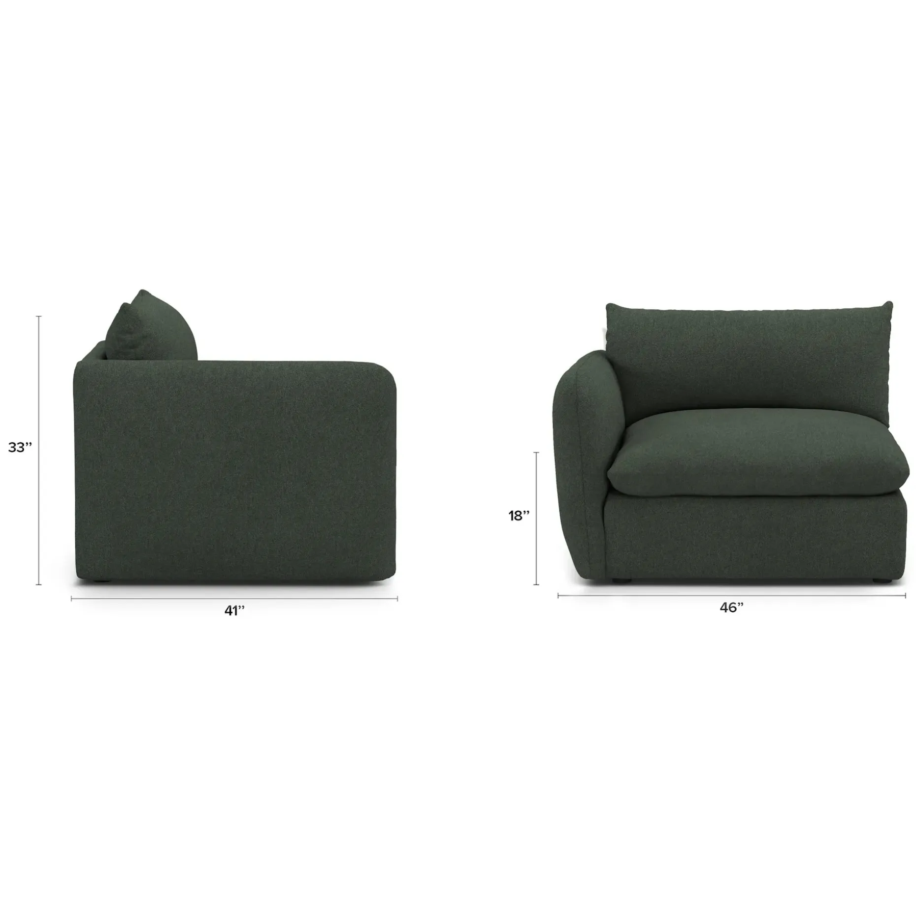 Leigh 46" Left Arm Module - Green Wool Bouclé