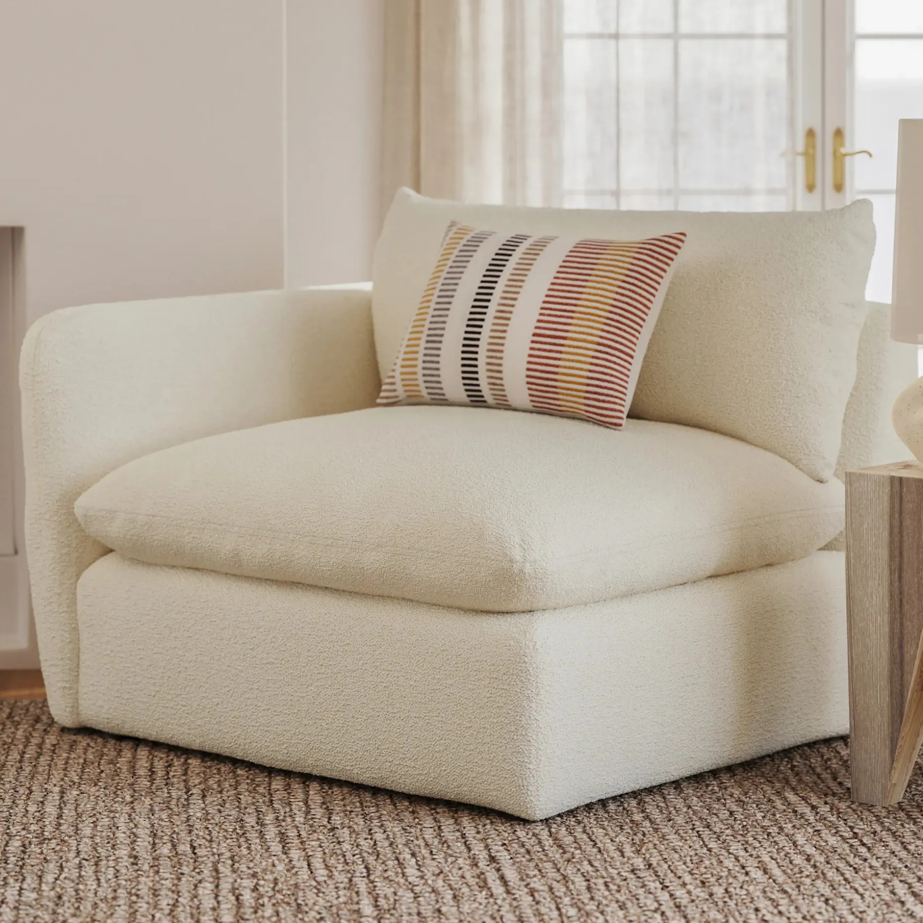 Leigh 46" Left Arm Module - Ivory Wool Bouclé
