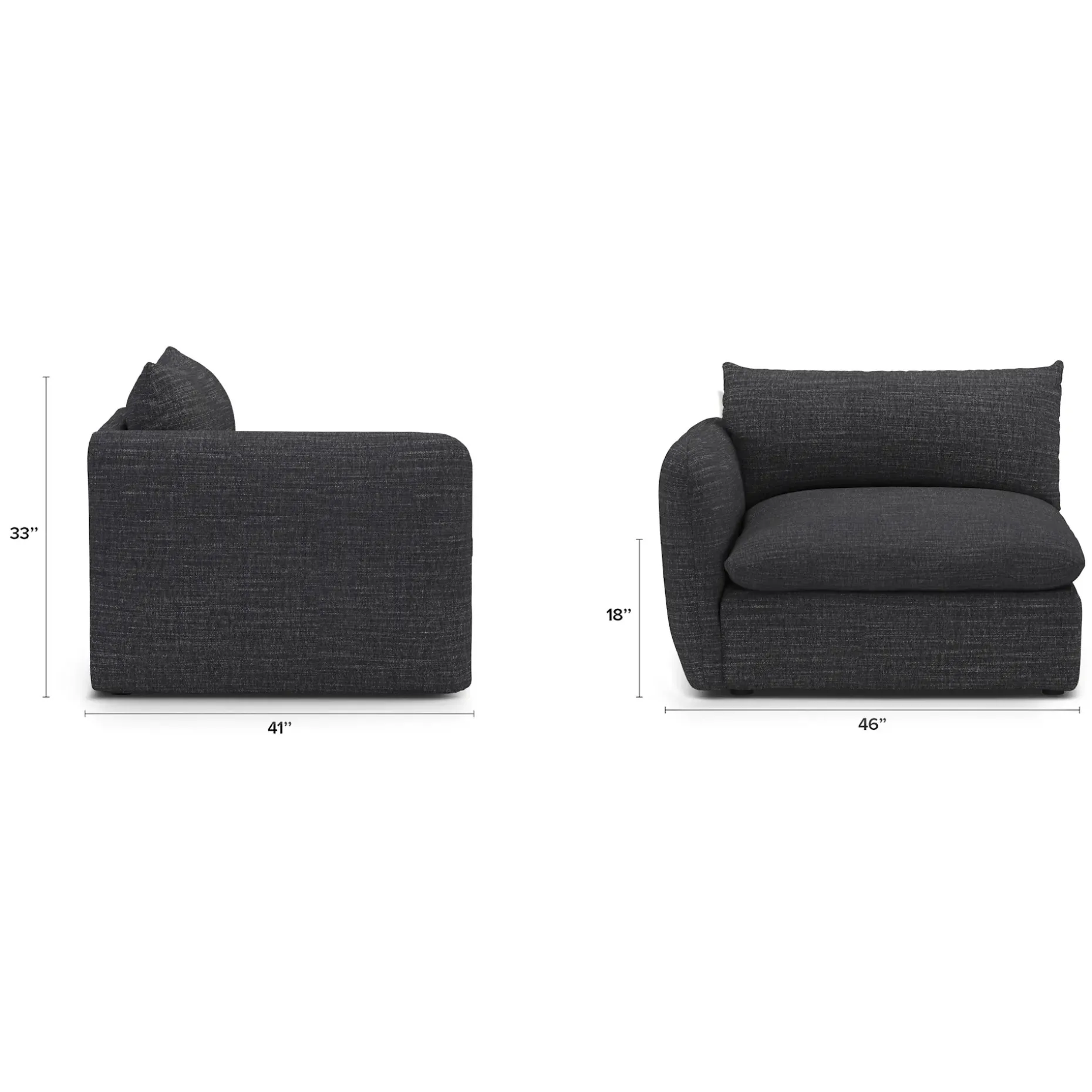 Leigh 46" Left Arm Module - Napa Charcoal
