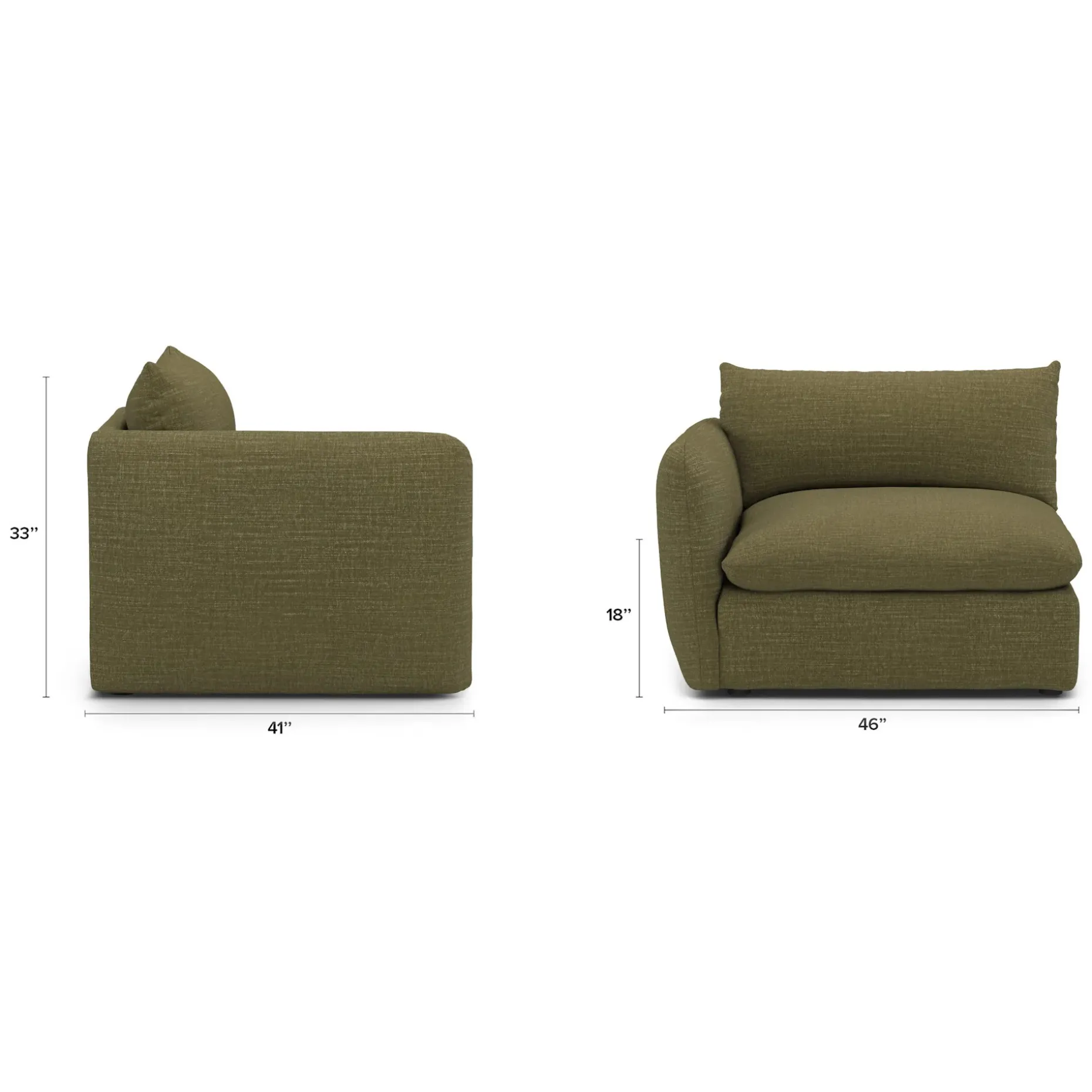 Leigh 46" Left Arm Module - Napa Moss
