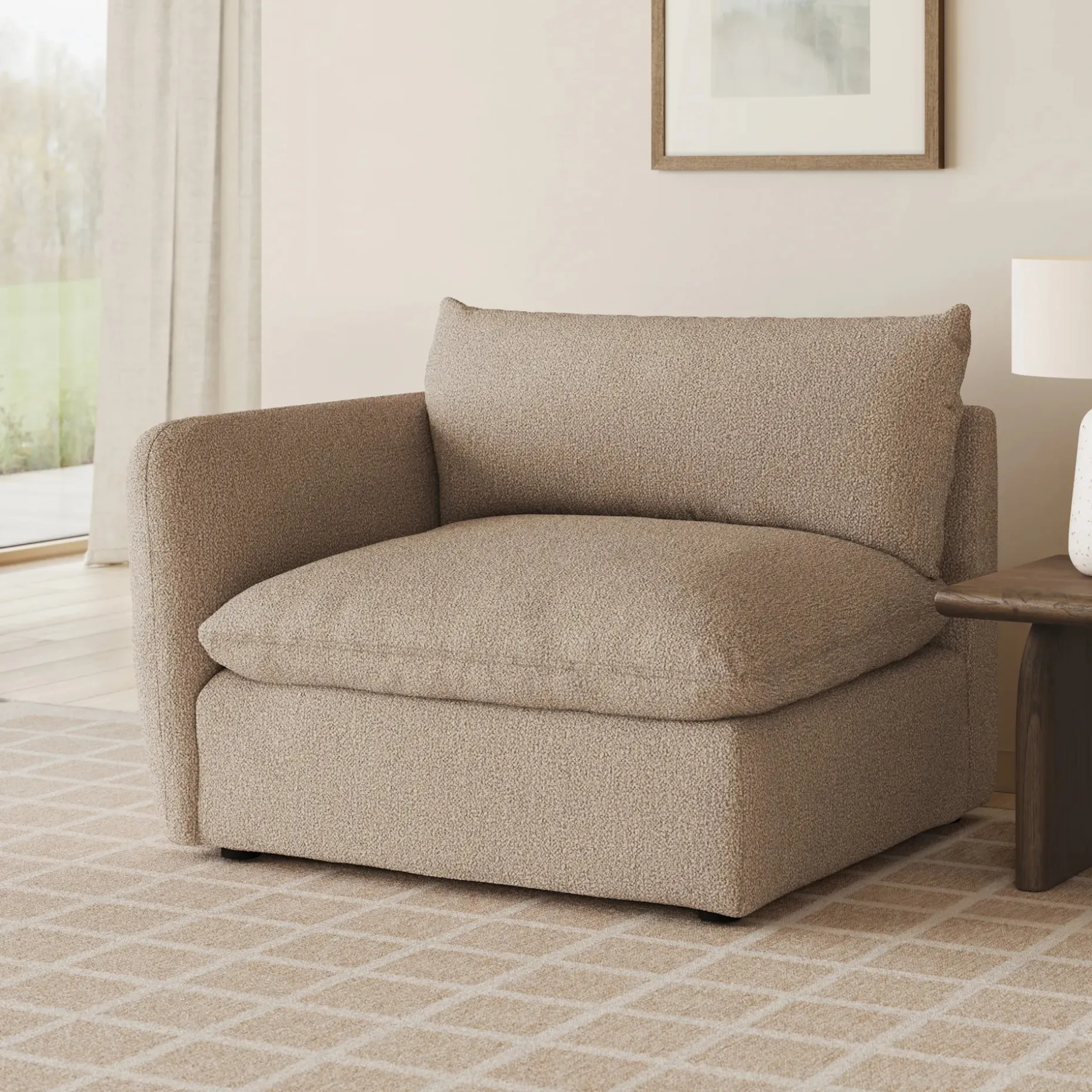 Leigh 46" Left Arm Module - Sandstone Wool Bouclé