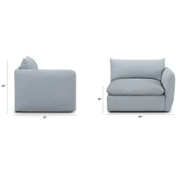 Leigh 46" Left Arm Module - Silver Light Blue