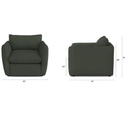 Leigh 42" Lounge Chair - Green Wool Bouclé