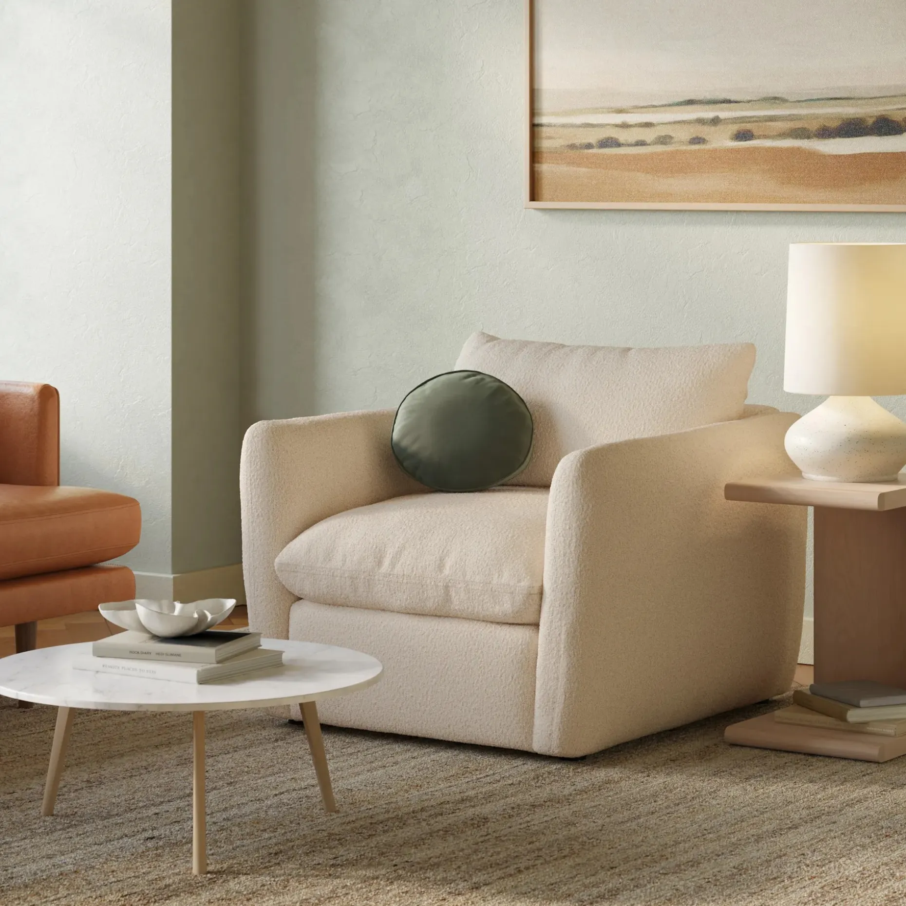 Leigh 42" Lounge Chair - Ivory Wool Bouclé