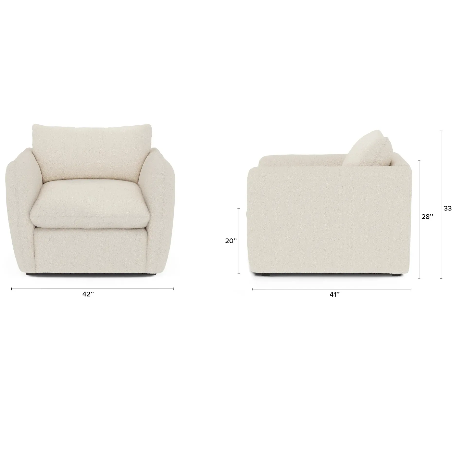 Leigh 42" Lounge Chair - Ivory Wool Bouclé