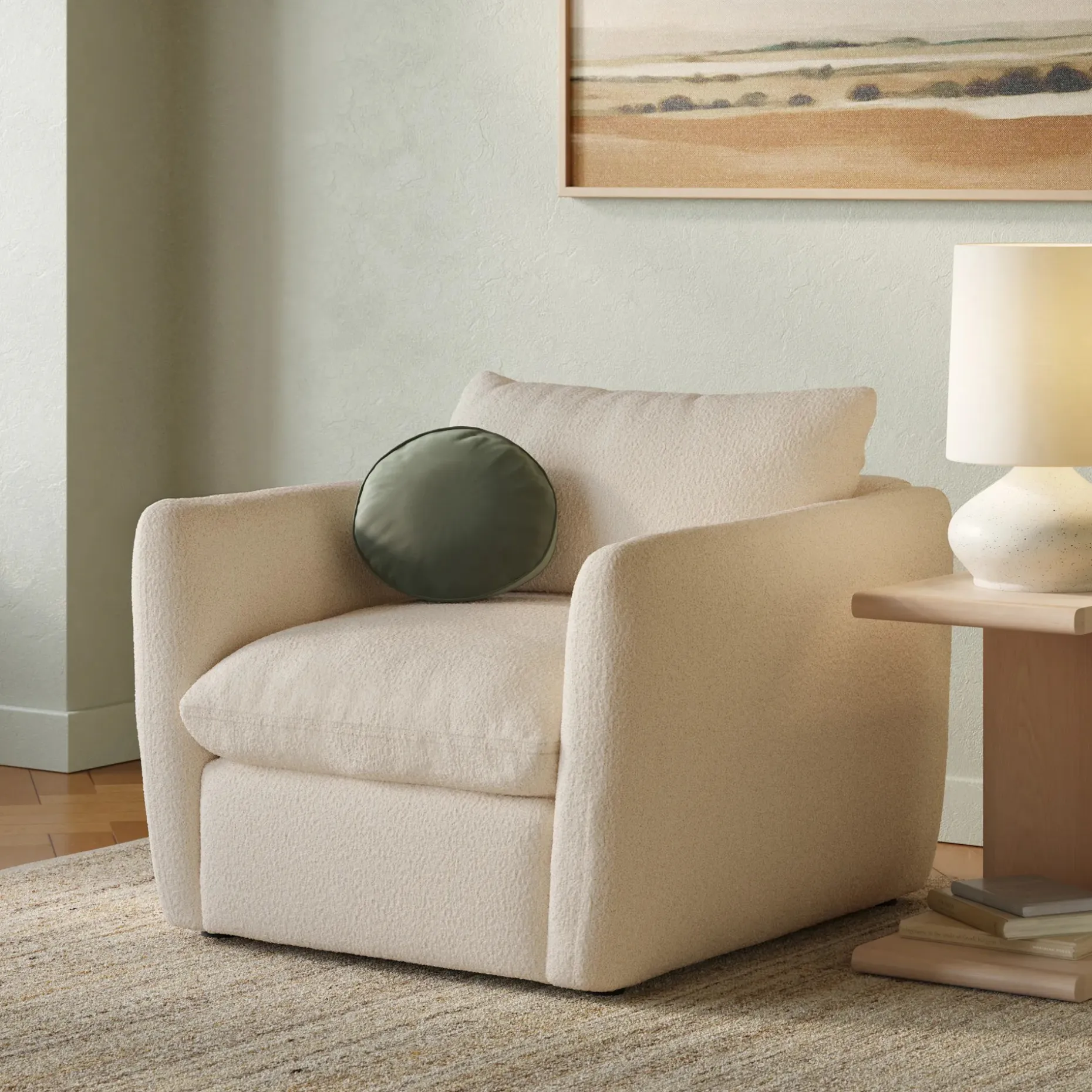 Leigh 42" Lounge Chair - Ivory Wool Bouclé