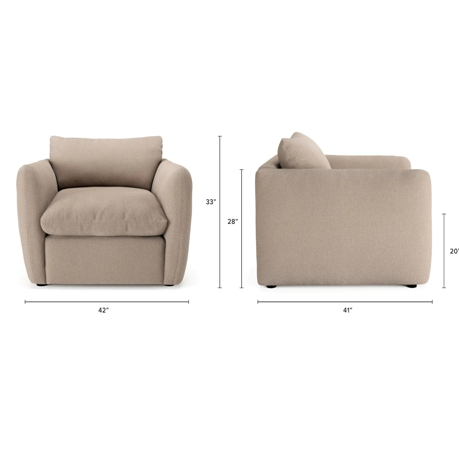 Leigh 42" Lounge Chair - Sandstone Wool Bouclé