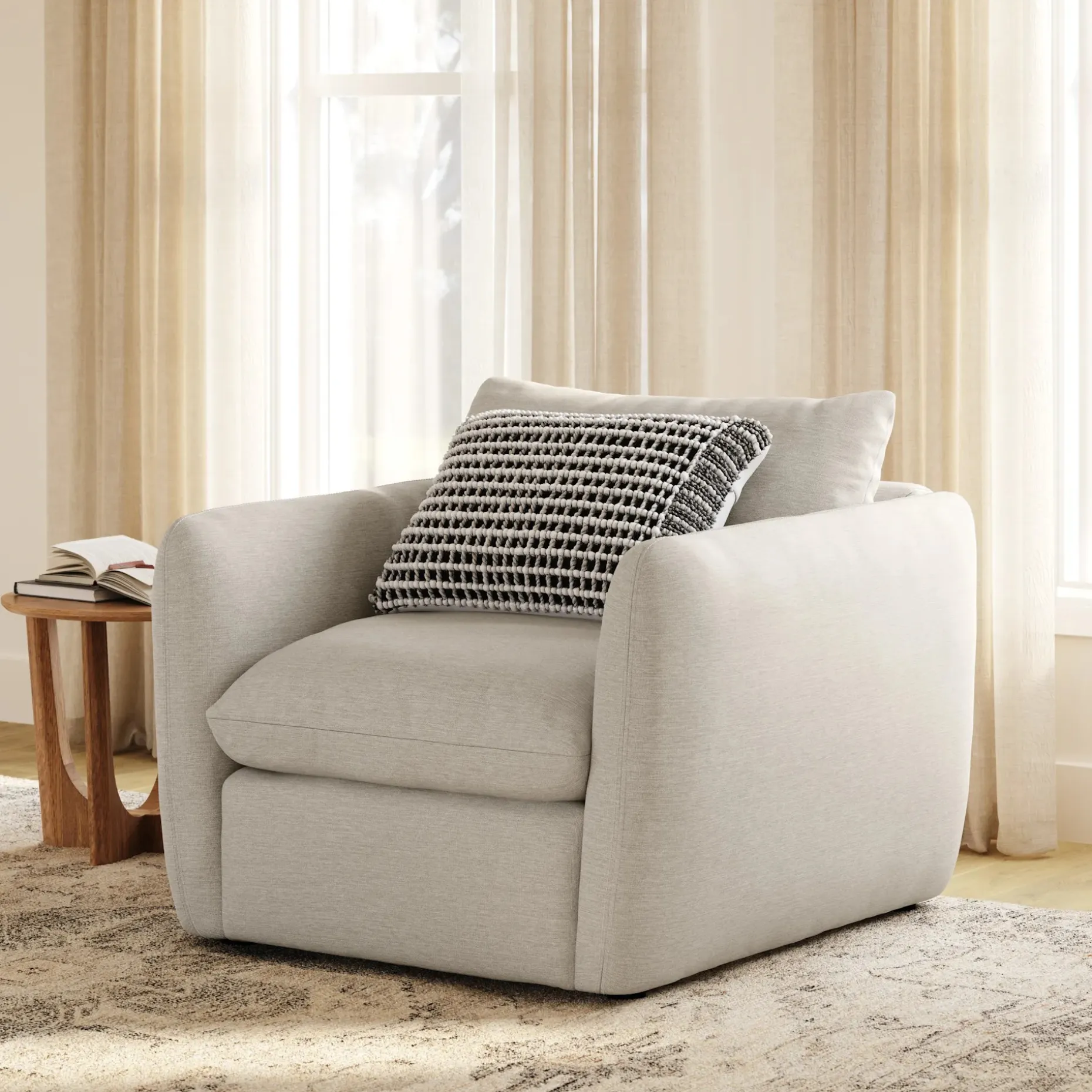 Leigh 42" Lounge Chair - Silver Ivory