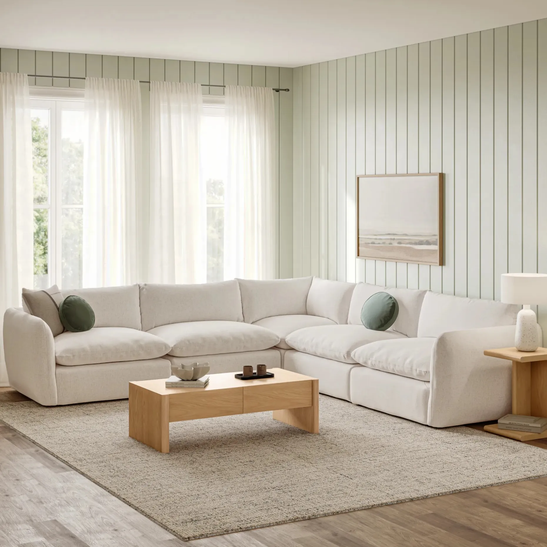 Leigh 126" Modular Corner Sectional - Napa White