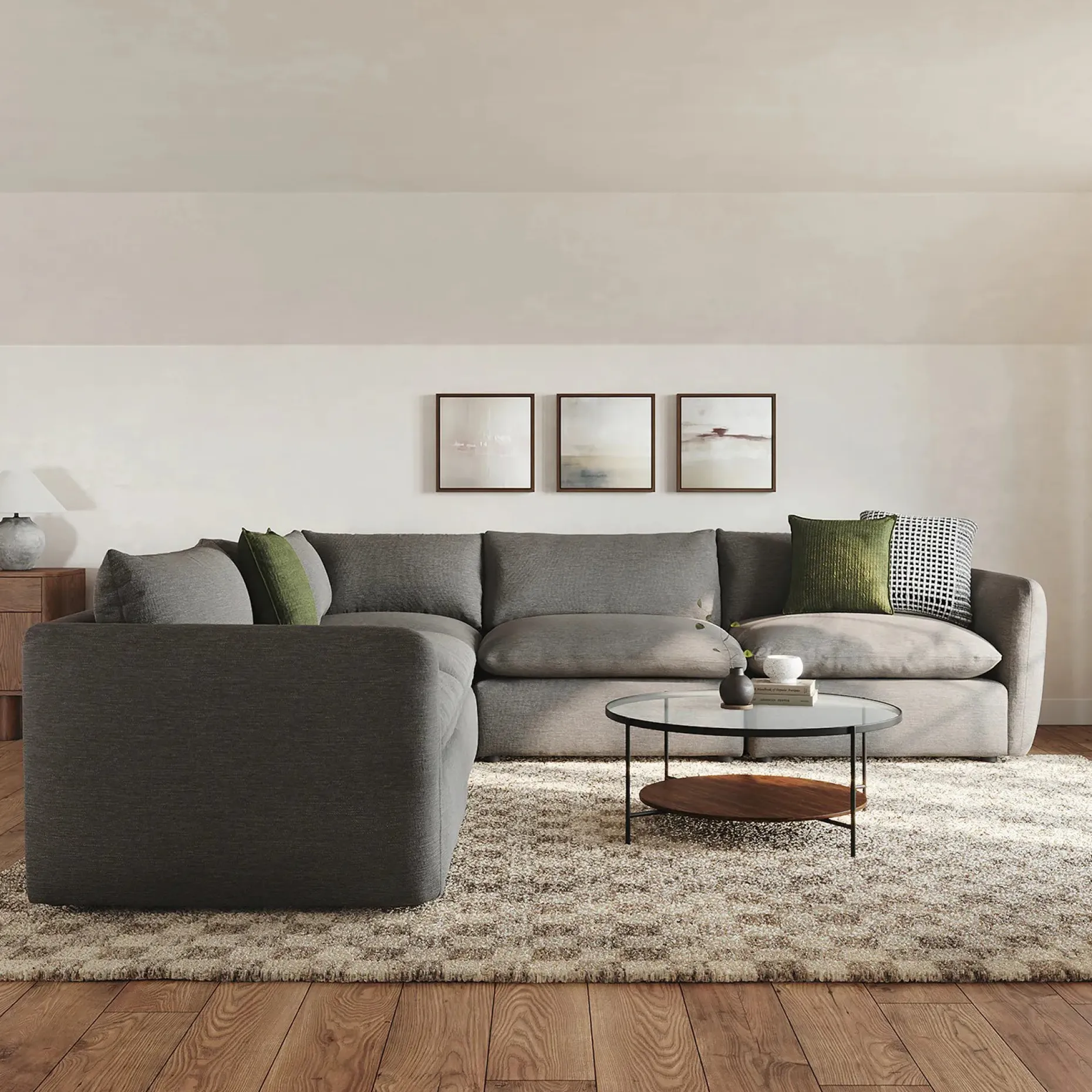 Leigh 126" Modular Corner Sectional - Silver Gray