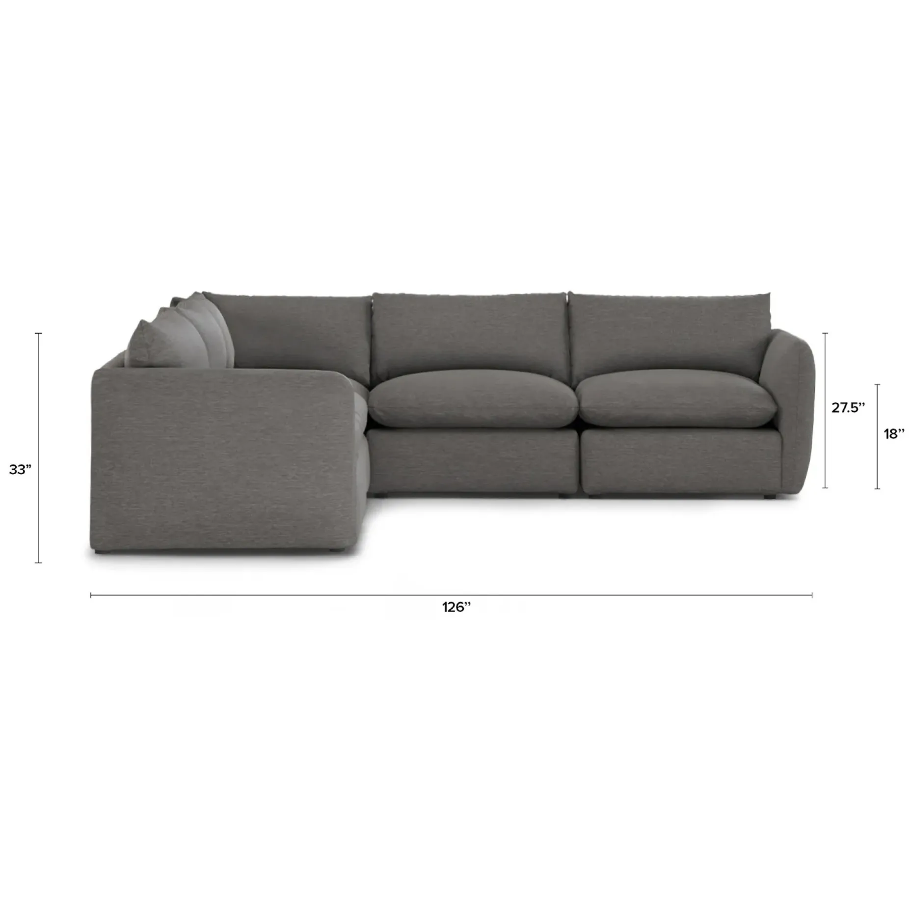 Leigh 126" Modular Corner Sectional - Silver Gray