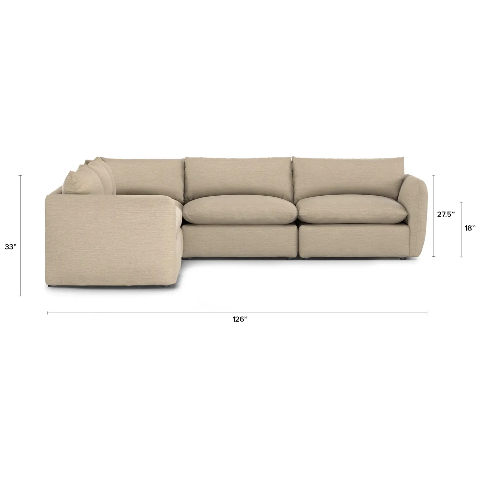 Leigh 126" Modular Corner Sectional - Silver Taupe