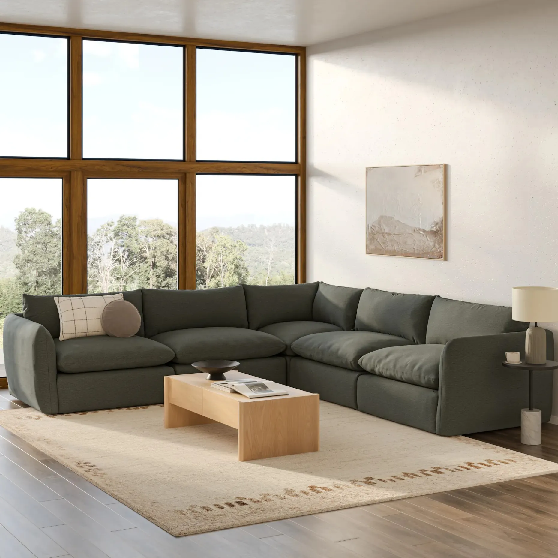 Leigh 126" Modular Corner Sectional - Silver Moss