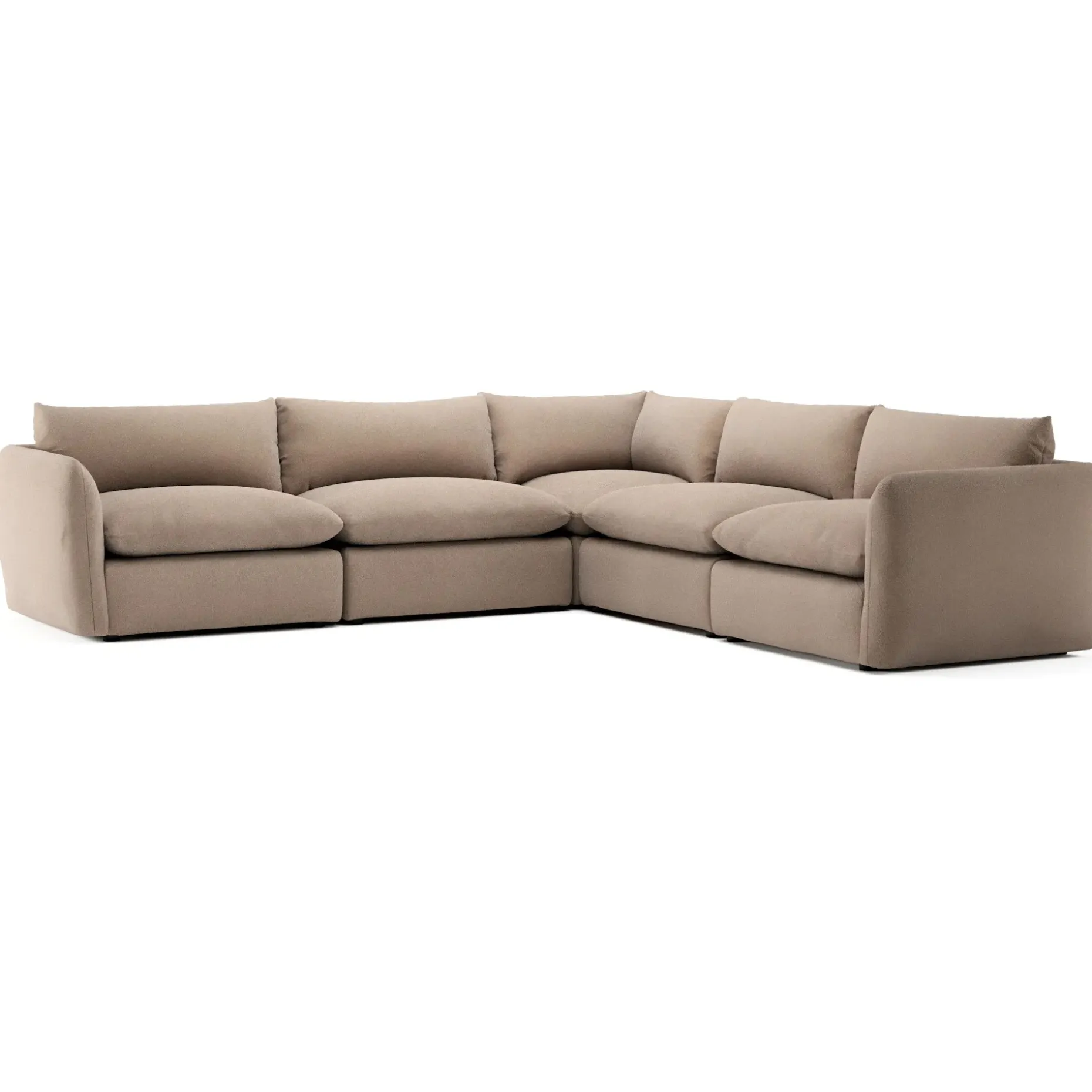 Leigh 126" Modular Corner Sectional - Sandstone Wool Bouclé