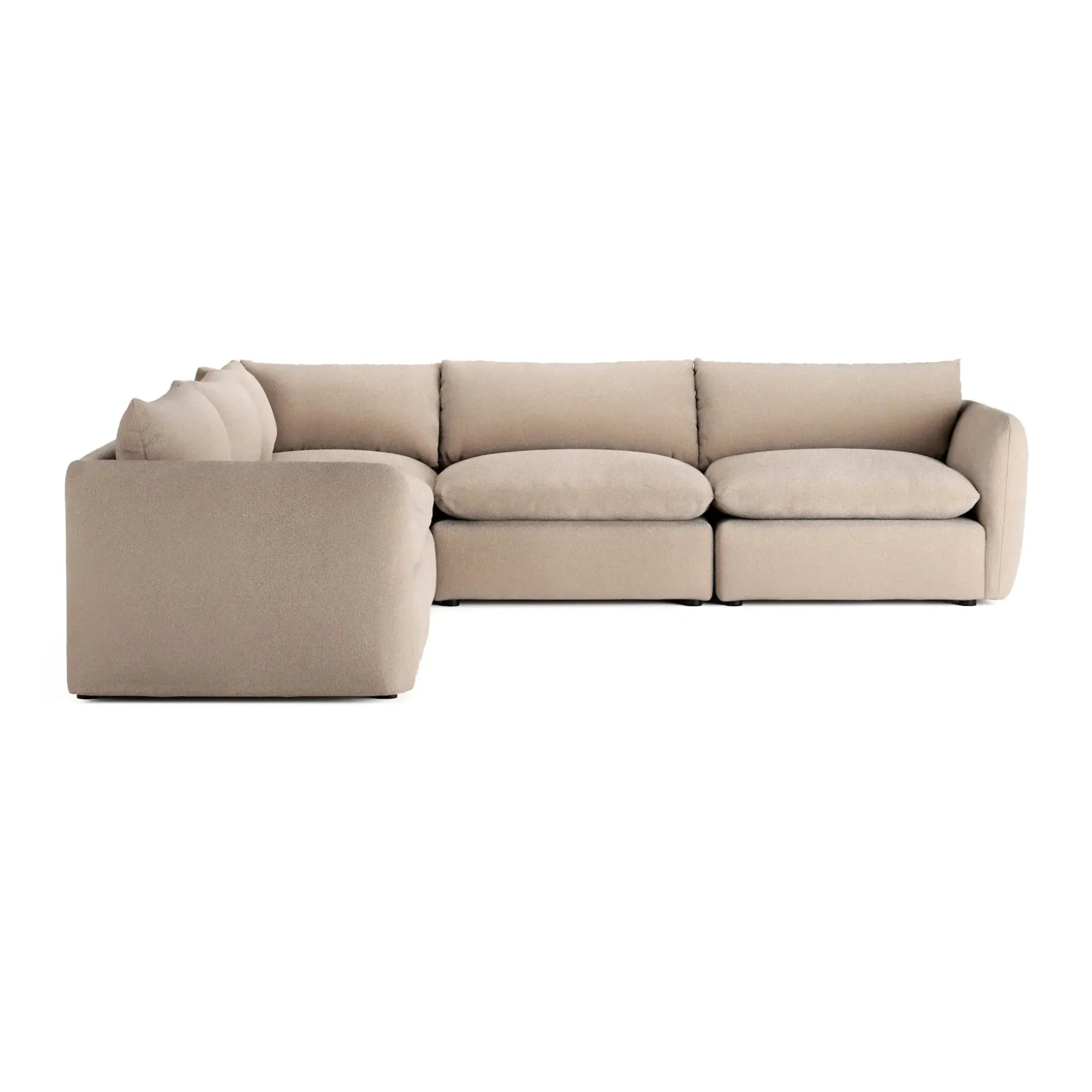 Leigh 126" Modular Corner Sectional - Sandstone Wool Bouclé