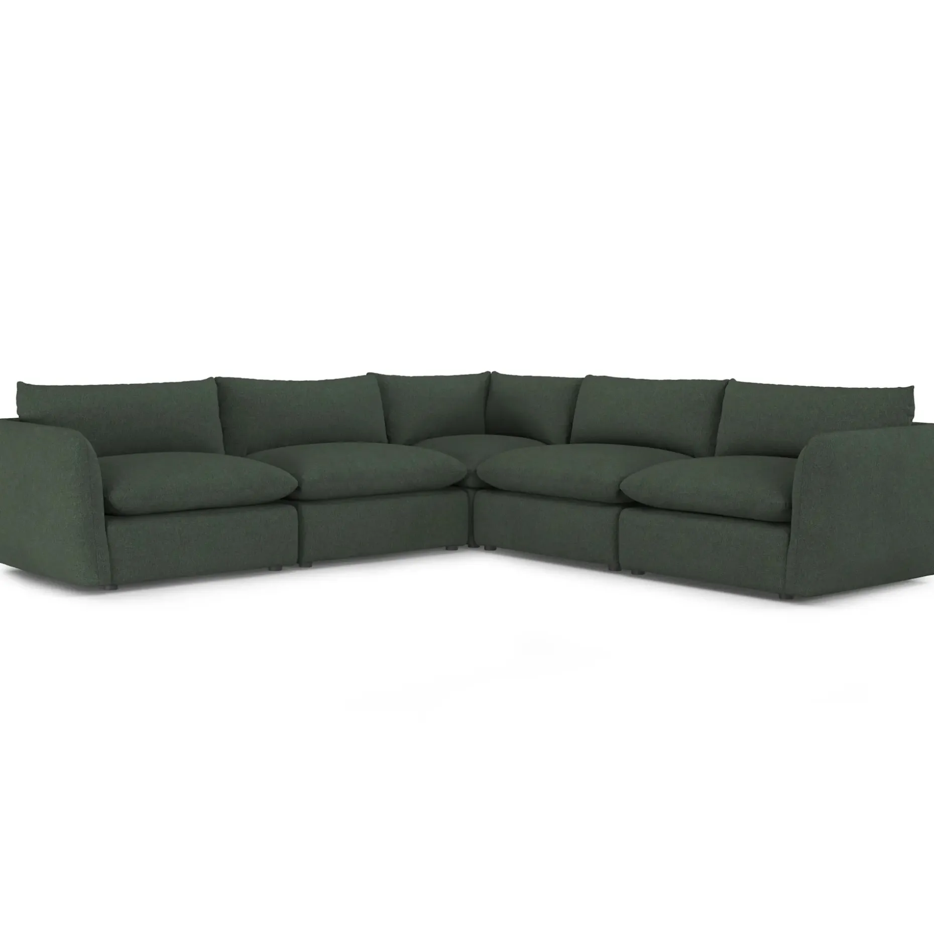 Leigh 126" Modular Corner Sectional - Green Wool Bouclé