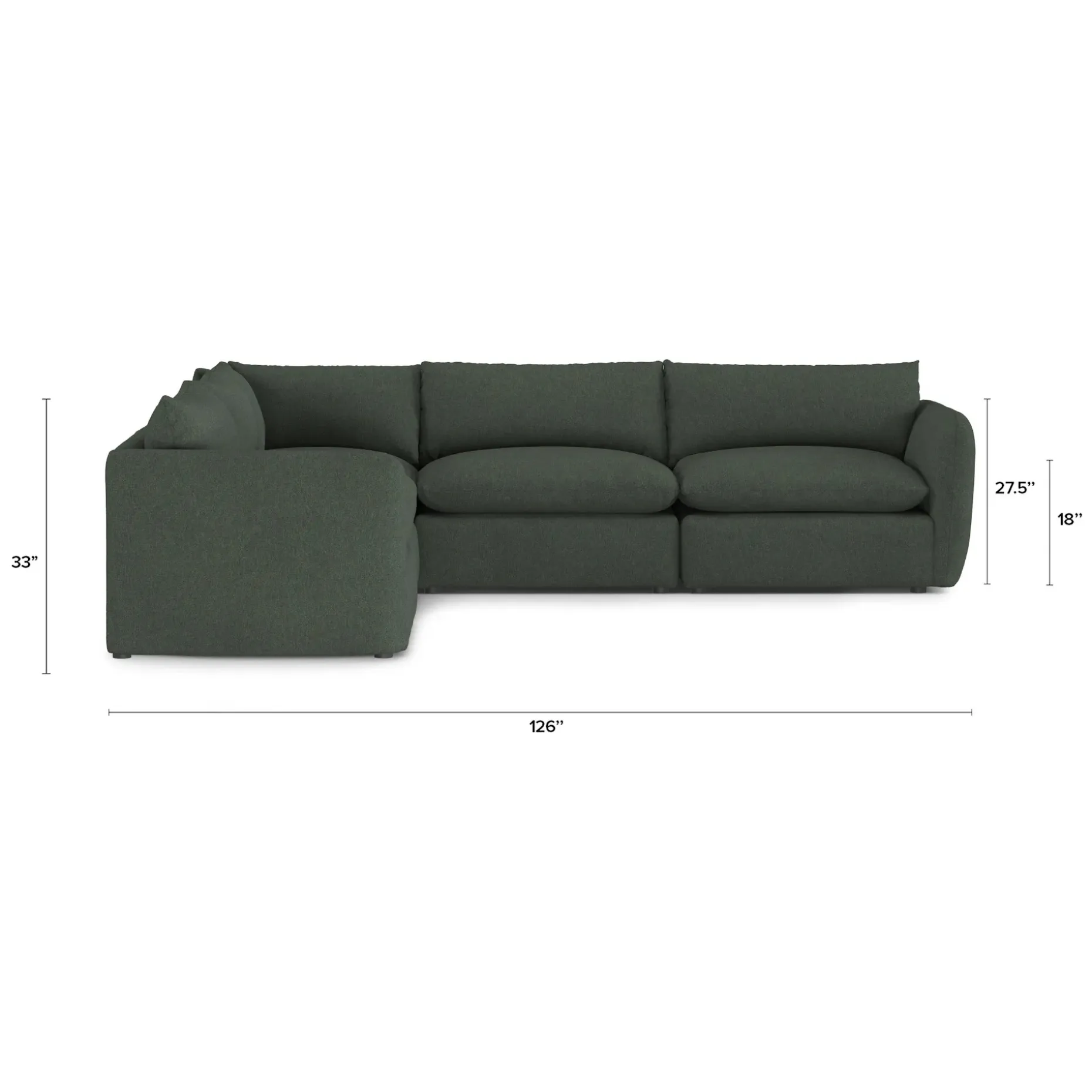 Leigh 126" Modular Corner Sectional - Green Wool Bouclé