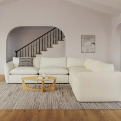 Leigh 126" Modular Corner Sectional - Ivory Wool Bouclé