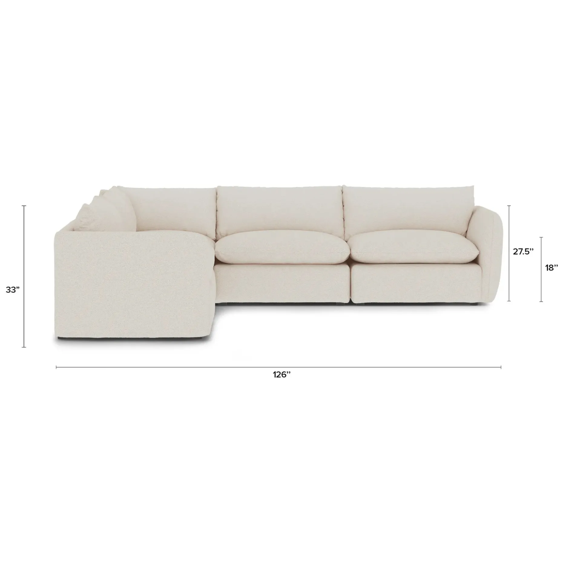 Leigh 126" Modular Corner Sectional - Ivory Wool Bouclé