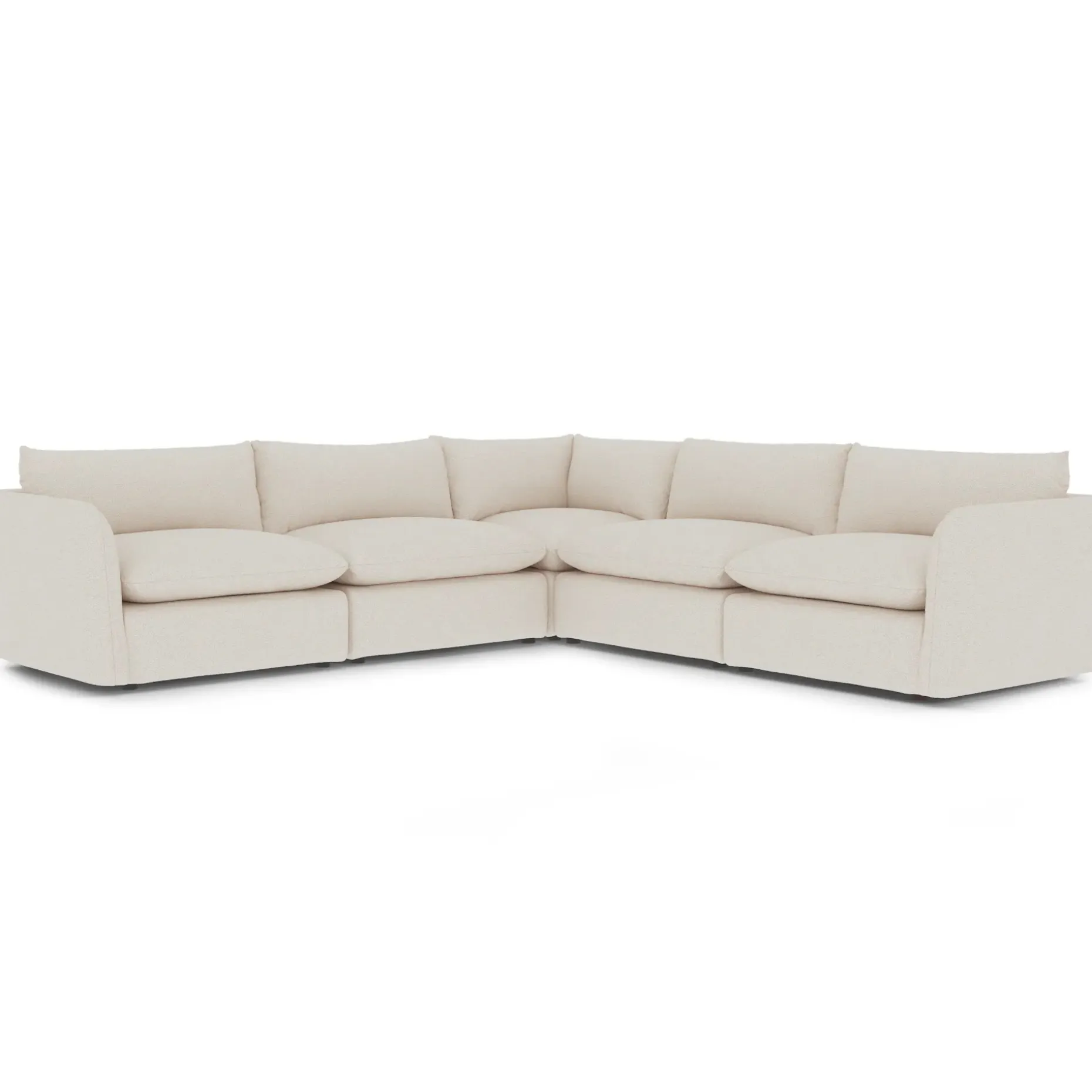 Leigh 126" Modular Corner Sectional - Ivory Wool Bouclé