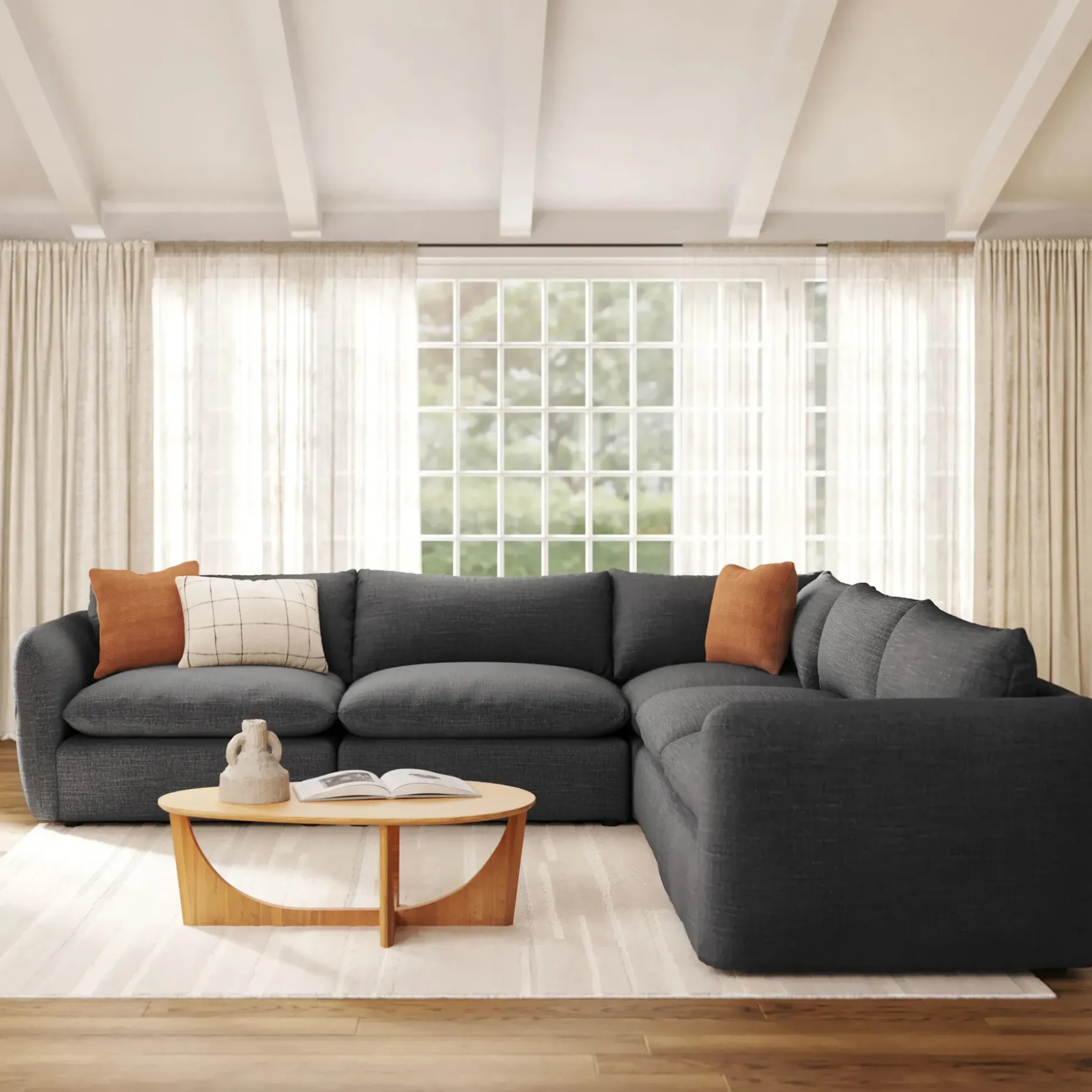 Leigh 126" Modular Corner Sectional - Napa Charcoal