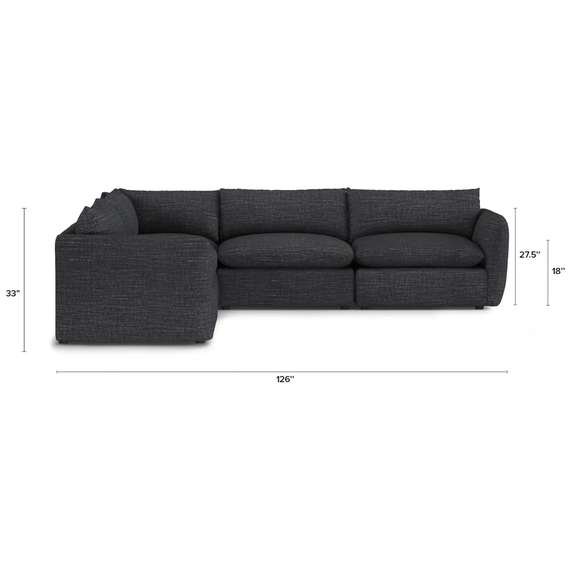 Leigh 126" Modular Corner Sectional - Napa Charcoal