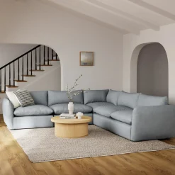 Leigh 126" Modular Corner Sectional - Silver Light Blue