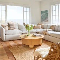 Leigh 126" Modular Corner Sectional - Silver Ivory