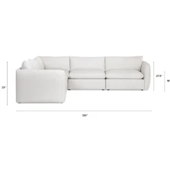 Leigh 126" Modular Corner Sectional - Silver Ivory