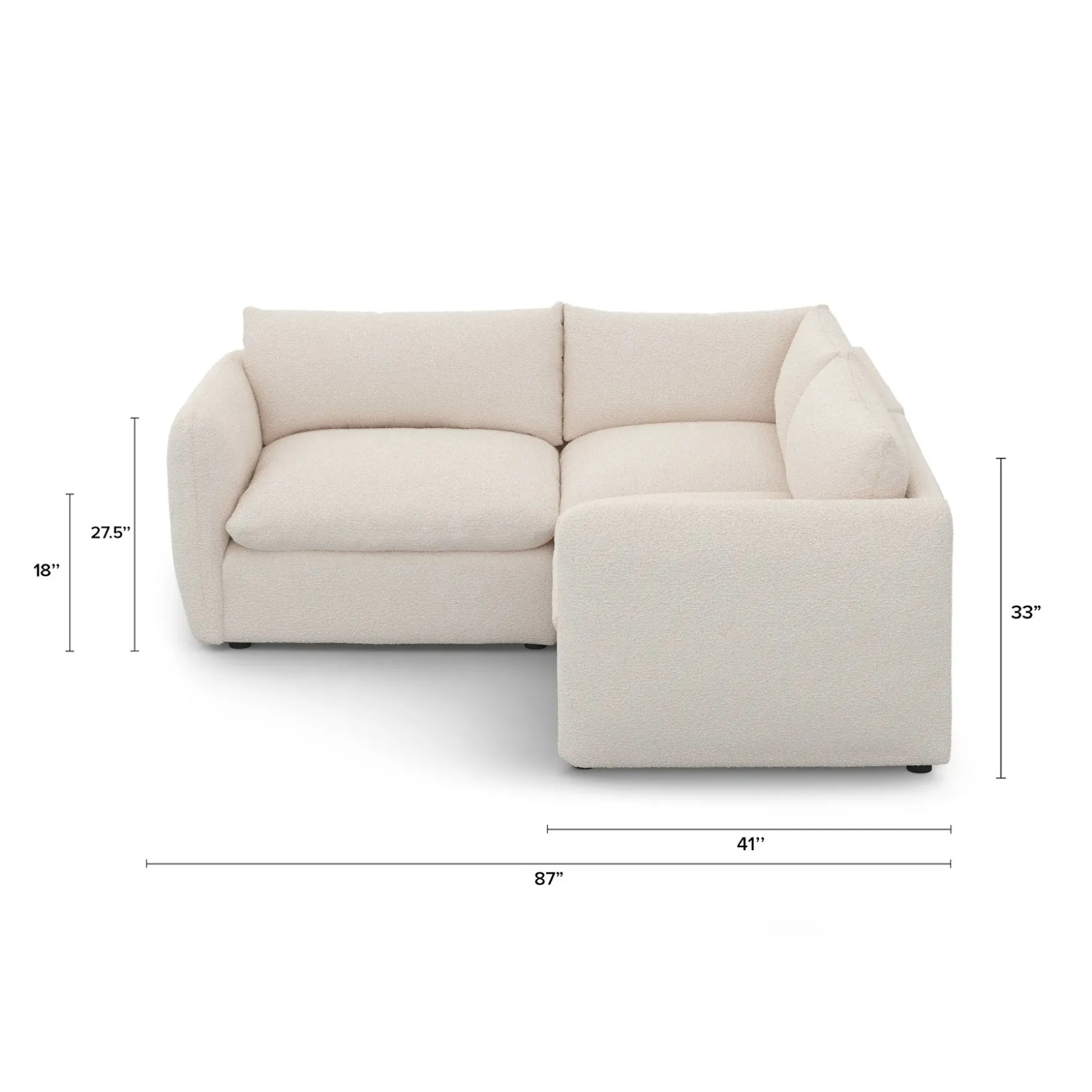 Leigh 87" Modular Corner Sectional - Ivory Wool Bouclé