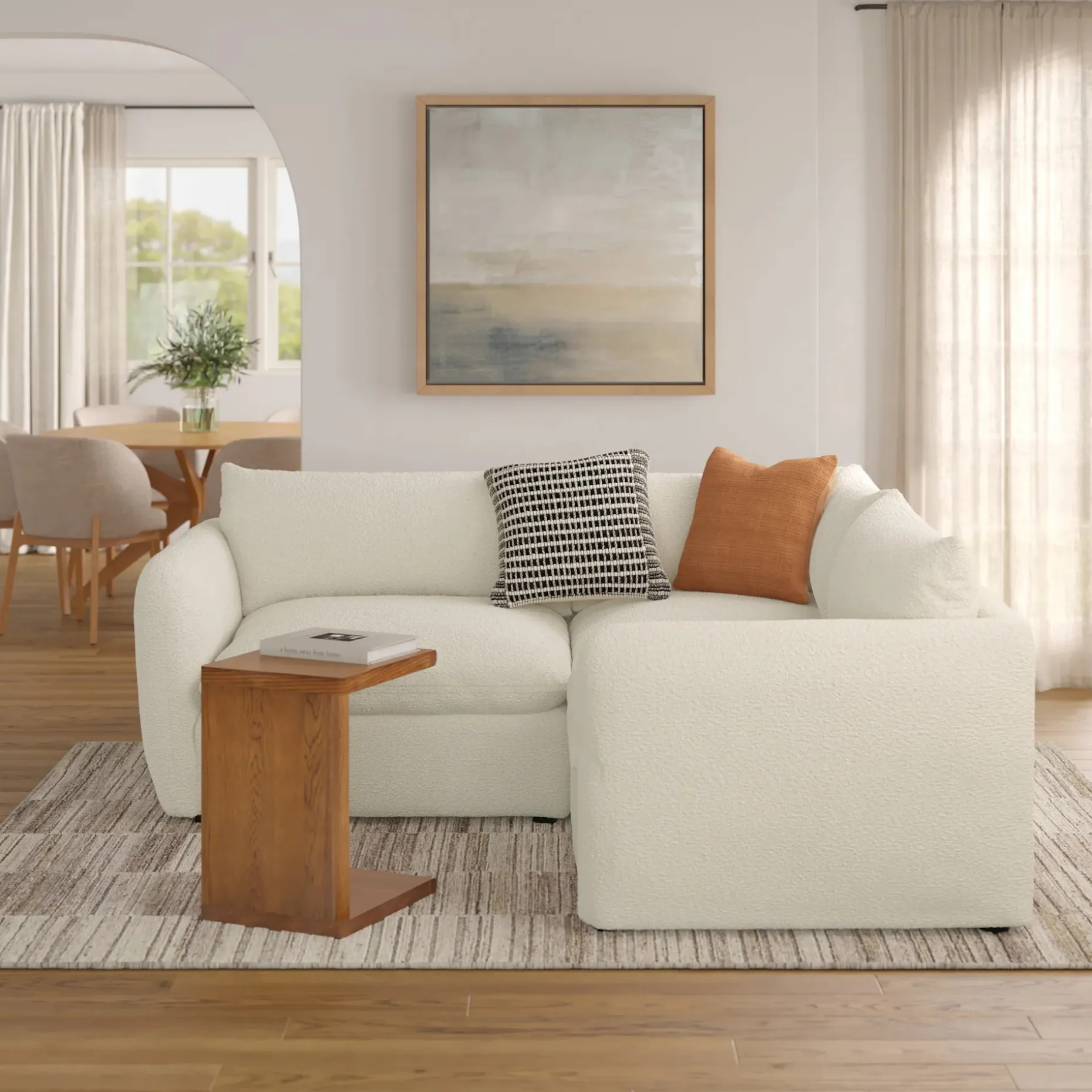 Leigh 87" Modular Corner Sectional - Ivory Wool Bouclé