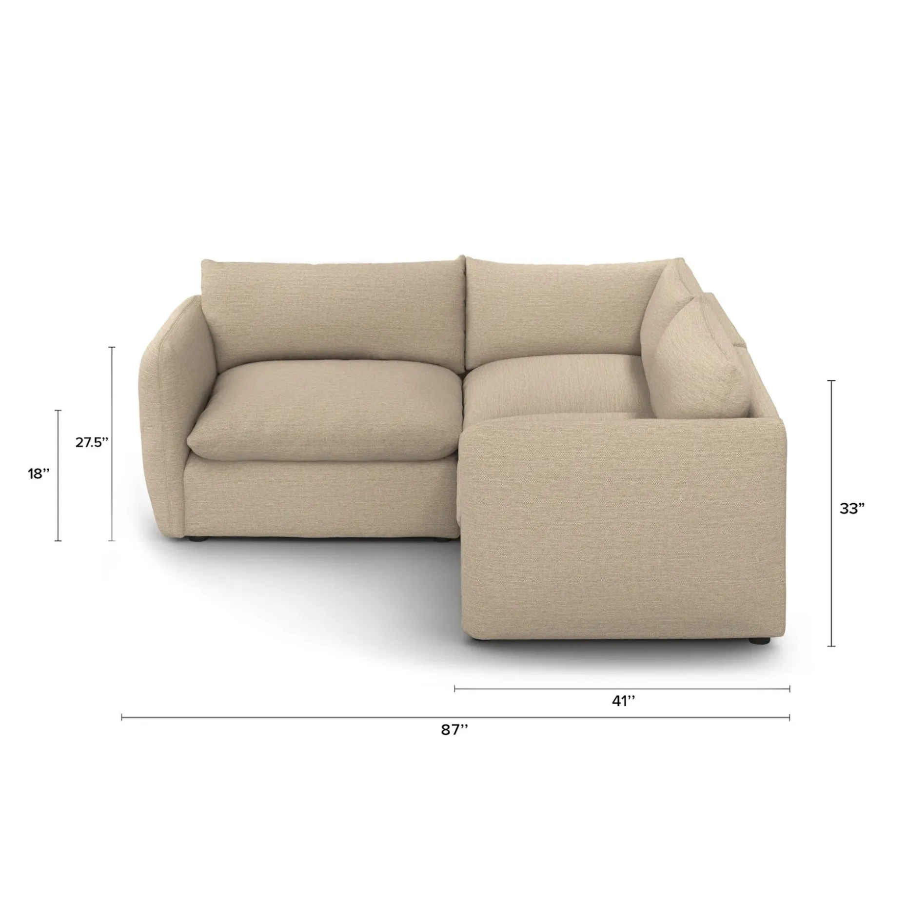 Leigh 87" Modular Corner Sectional - Silver Taupe