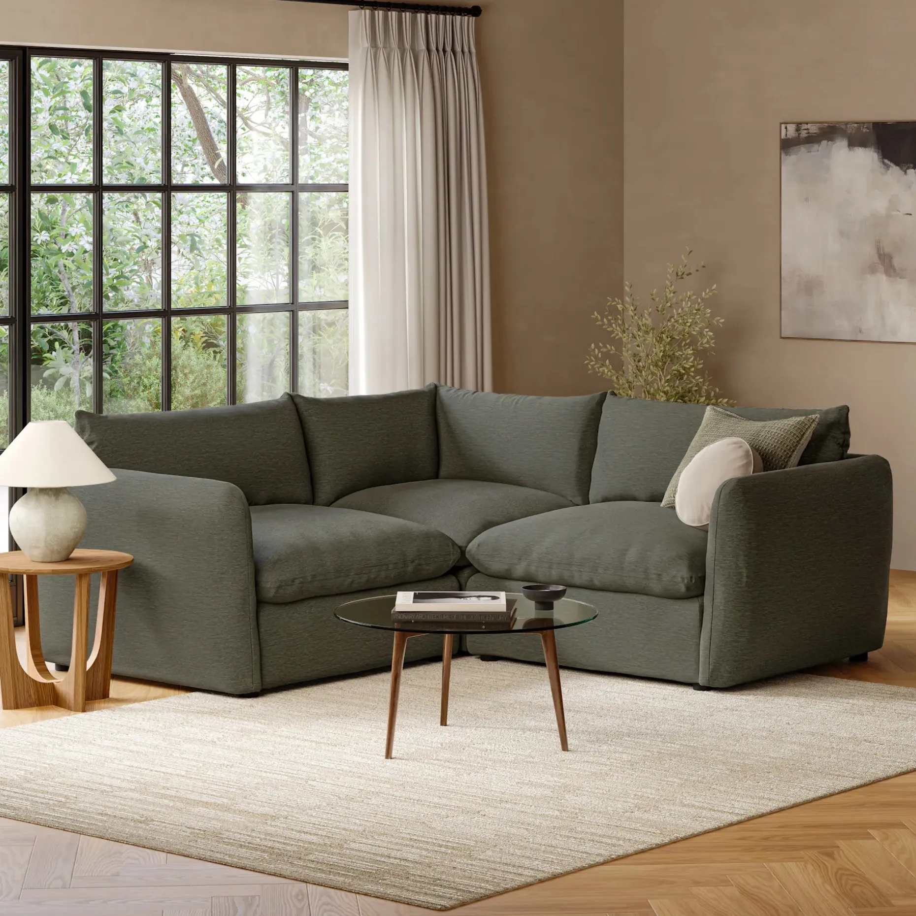 Leigh 87" Modular Corner Sectional - Silver Moss