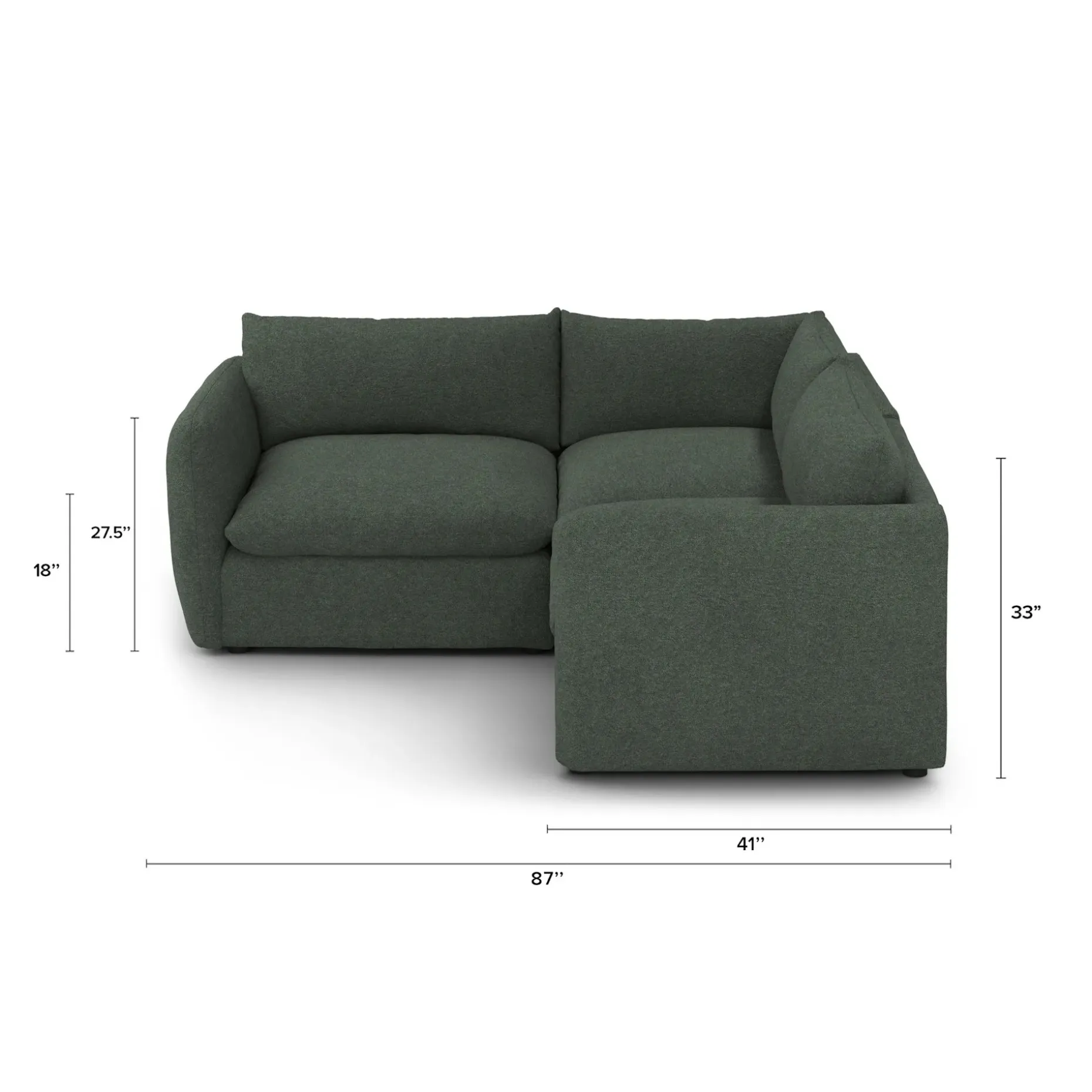 Leigh 87" Modular Corner Sectional - Green Wool Bouclé