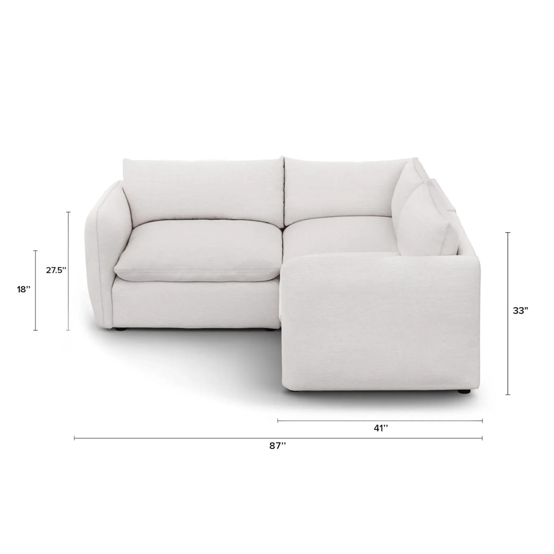 Leigh 87" Modular Corner Sectional - Silver Ivory