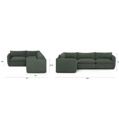 Leigh 126" Modular L Sectional - Green Wool Bouclé