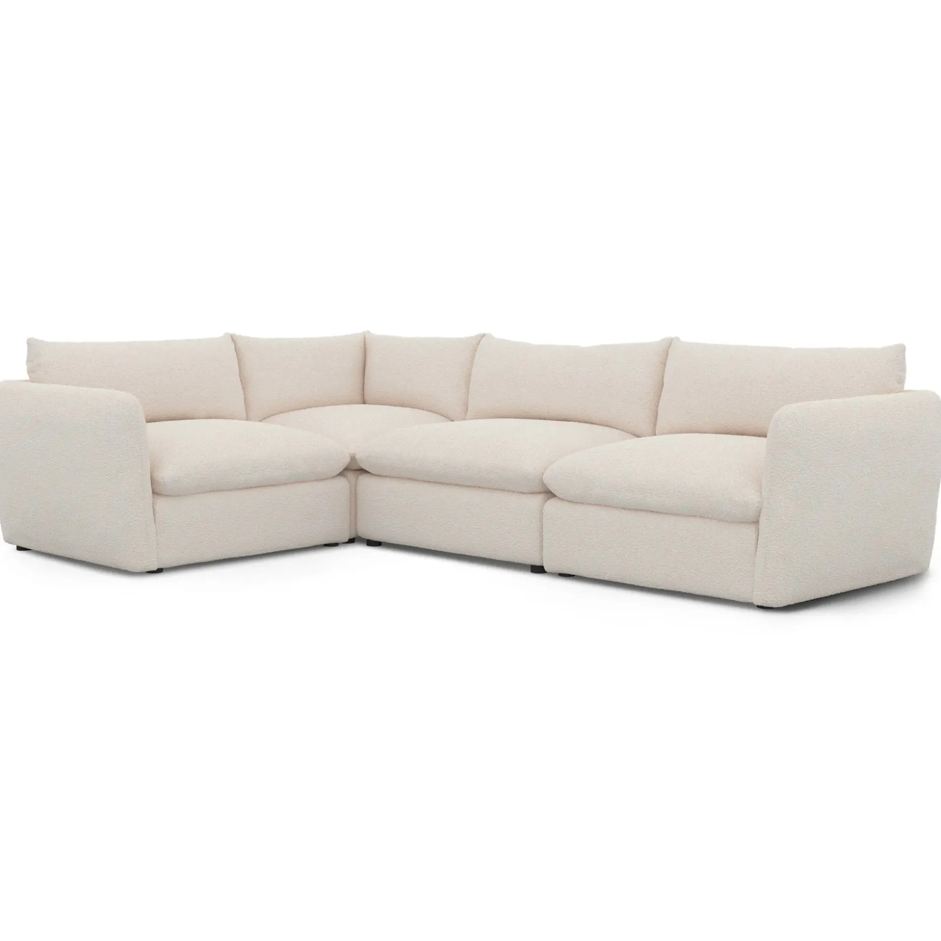 Leigh 126" Modular L Sectional - Ivory Wool Bouclé