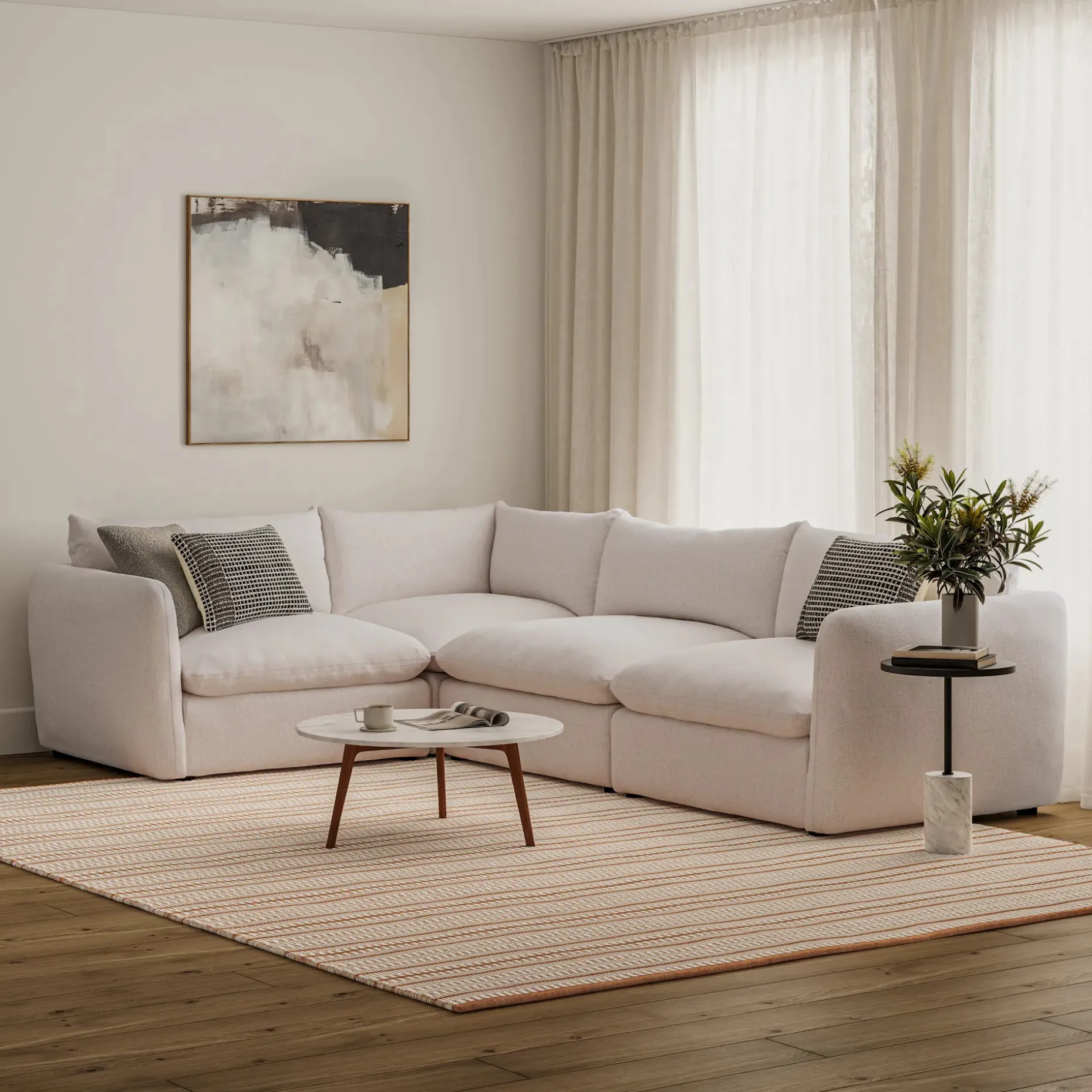 Leigh 126" Modular L Sectional - Napa White