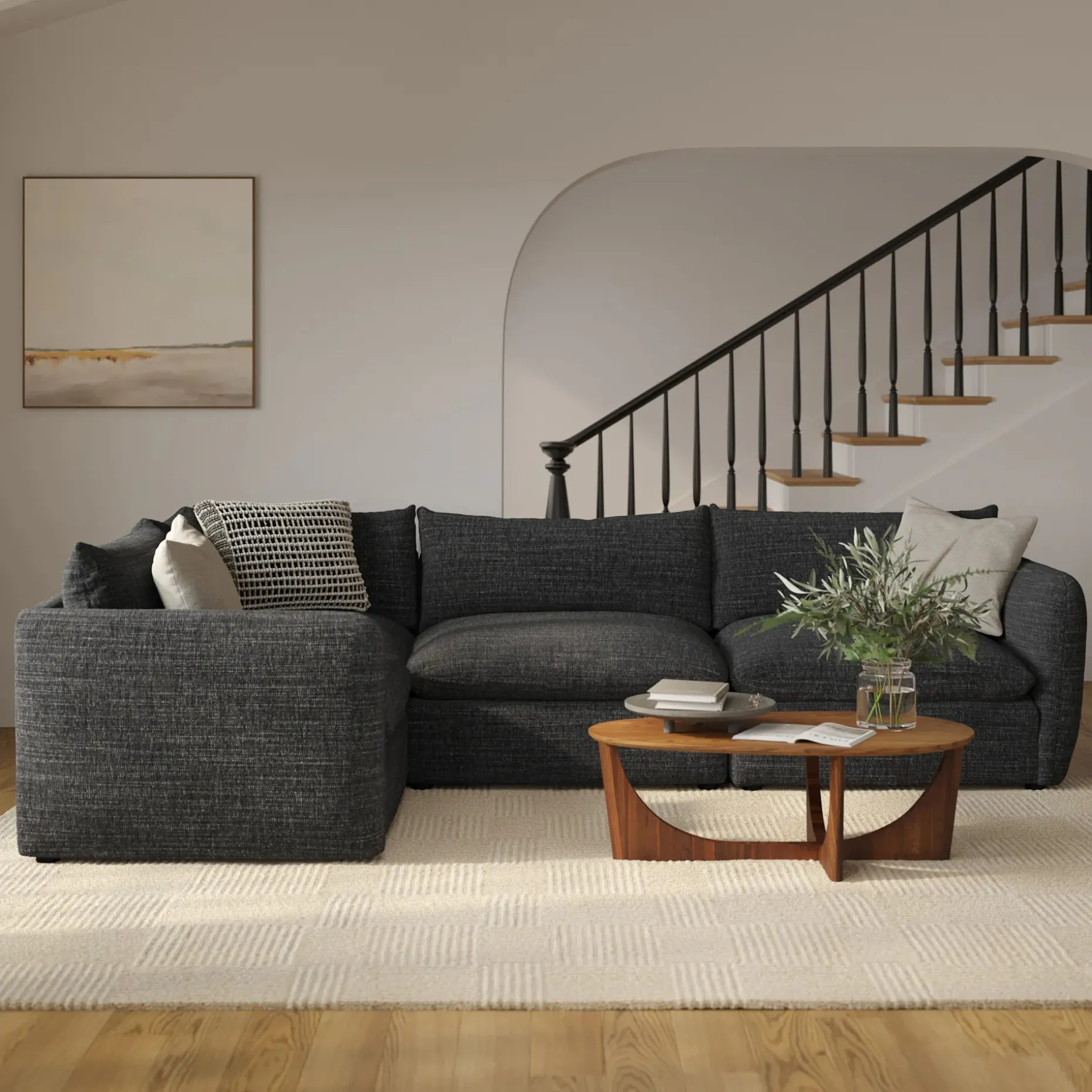 Leigh 126" Modular L Sectional - Napa Charcoal