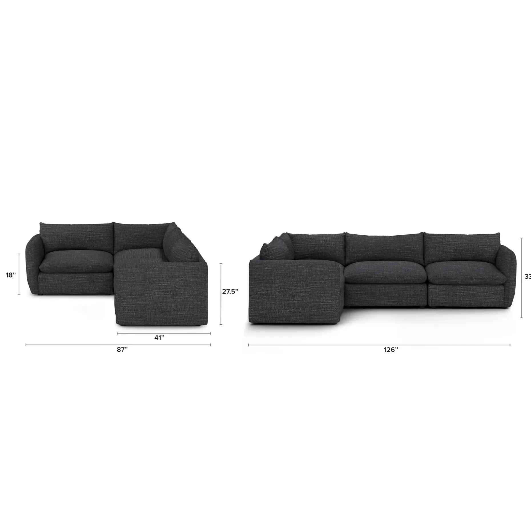Leigh 126" Modular L Sectional - Napa Charcoal