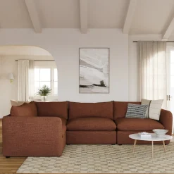 Leigh 126" Modular L Sectional - Napa Rust