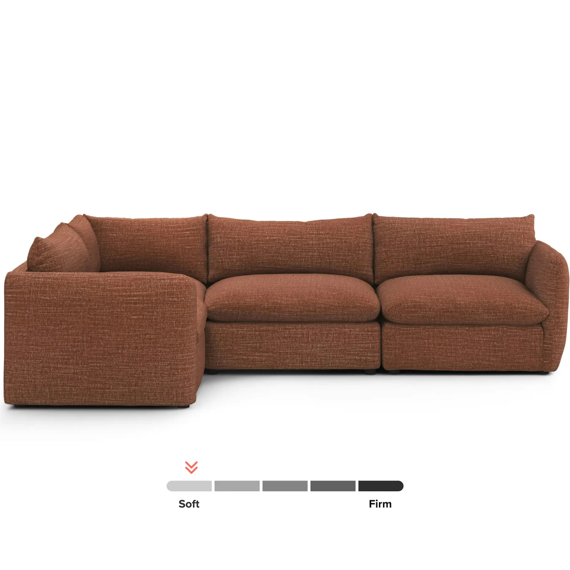 Leigh 126" Modular L Sectional - Napa Rust