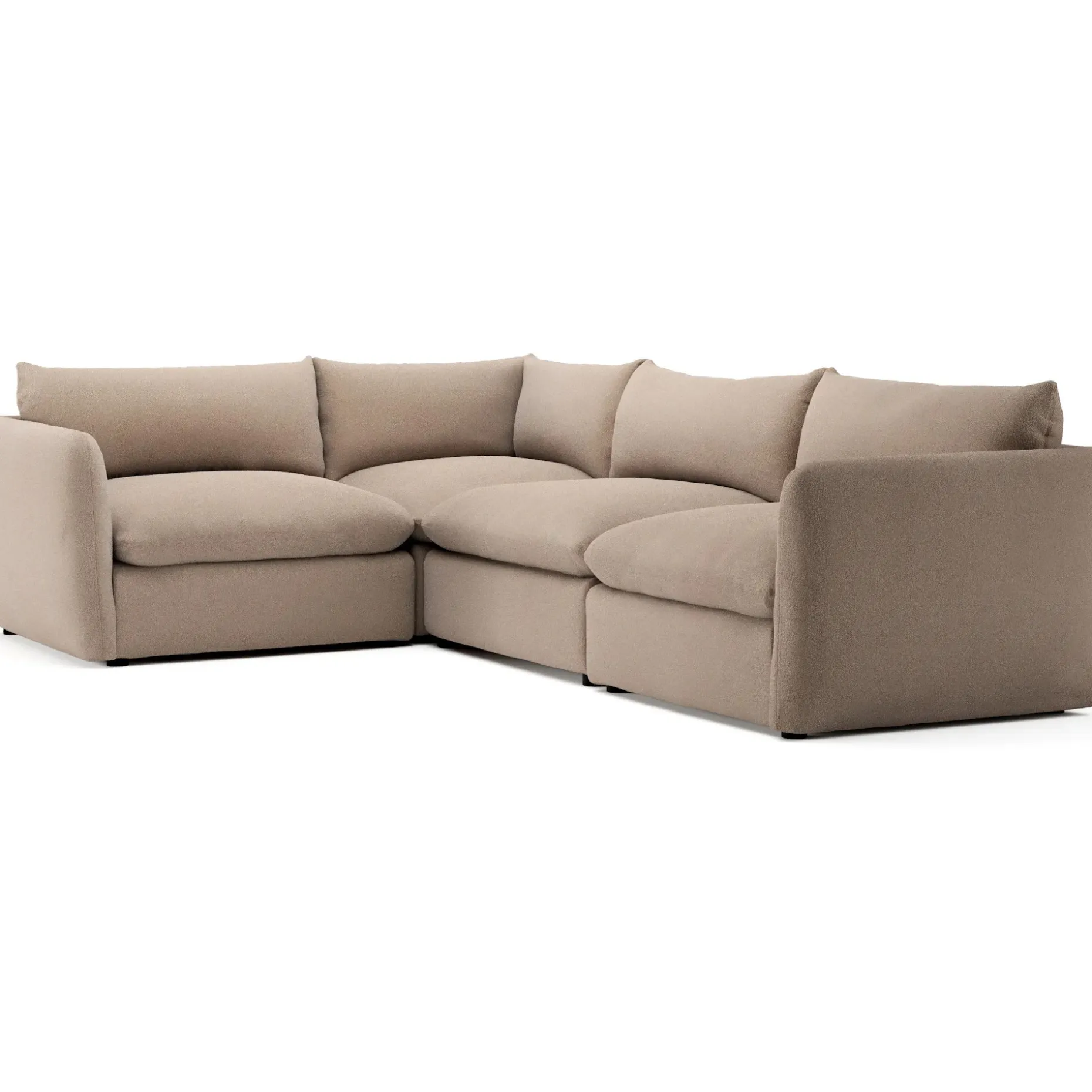 Leigh 126" Modular L Sectional - Sandstone Wool Bouclé