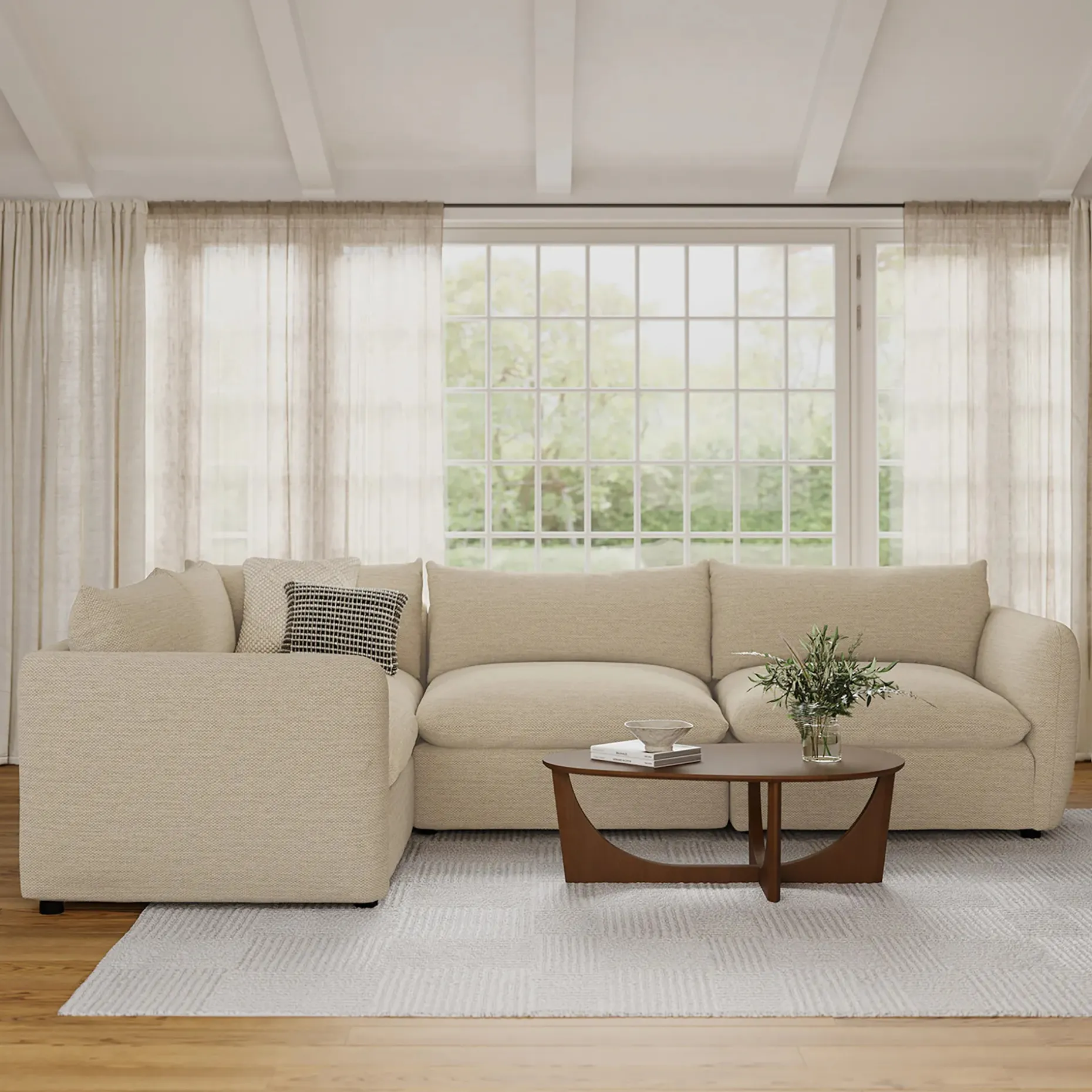 Leigh 126" Modular L Sectional - Silver Taupe