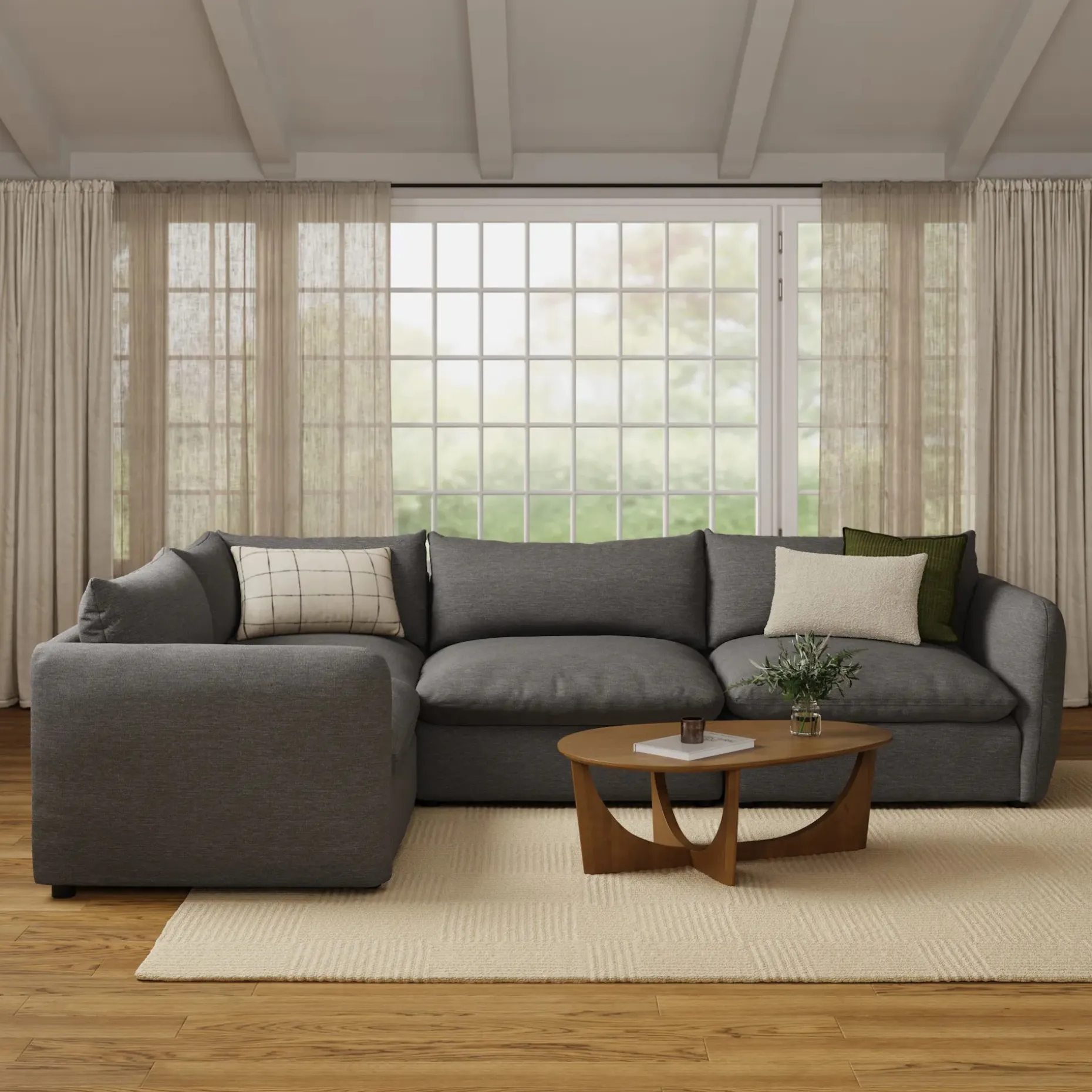 Leigh 126" Modular L Sectional - Silver Gray