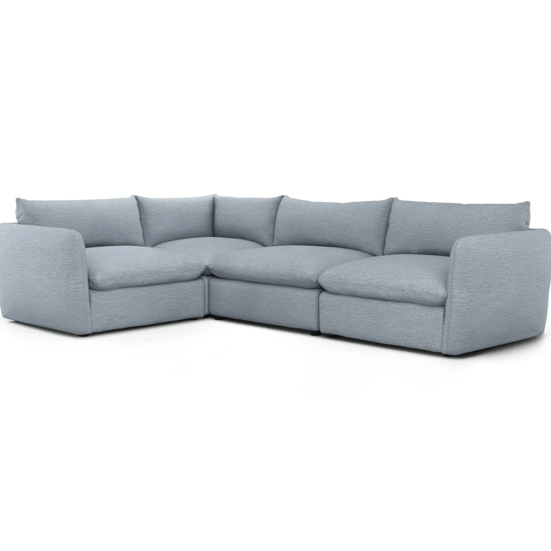 Leigh 126" Modular L Sectional - Silver Light Blue