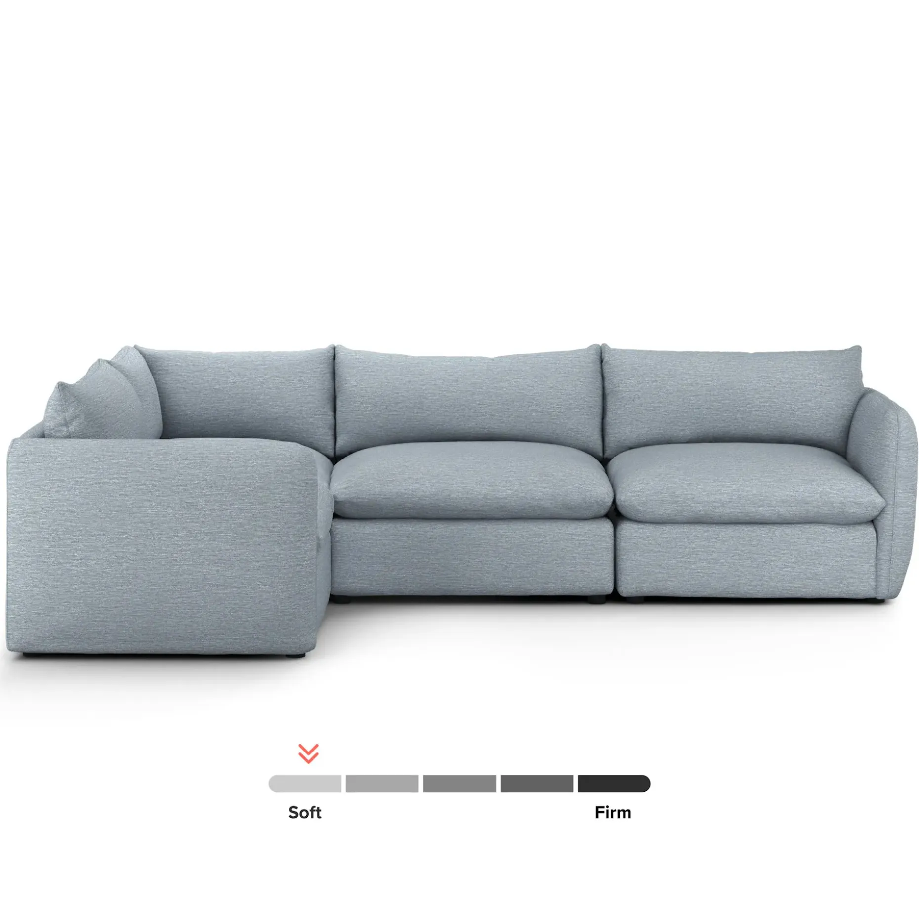 Leigh 126" Modular L Sectional - Silver Light Blue