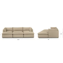 Leigh 121.5" Modular Open Pit Sectional - Silver Taupe