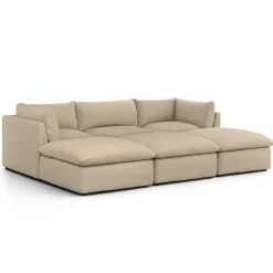 Leigh 121.5" Modular Open Pit Sectional - Silver Taupe
